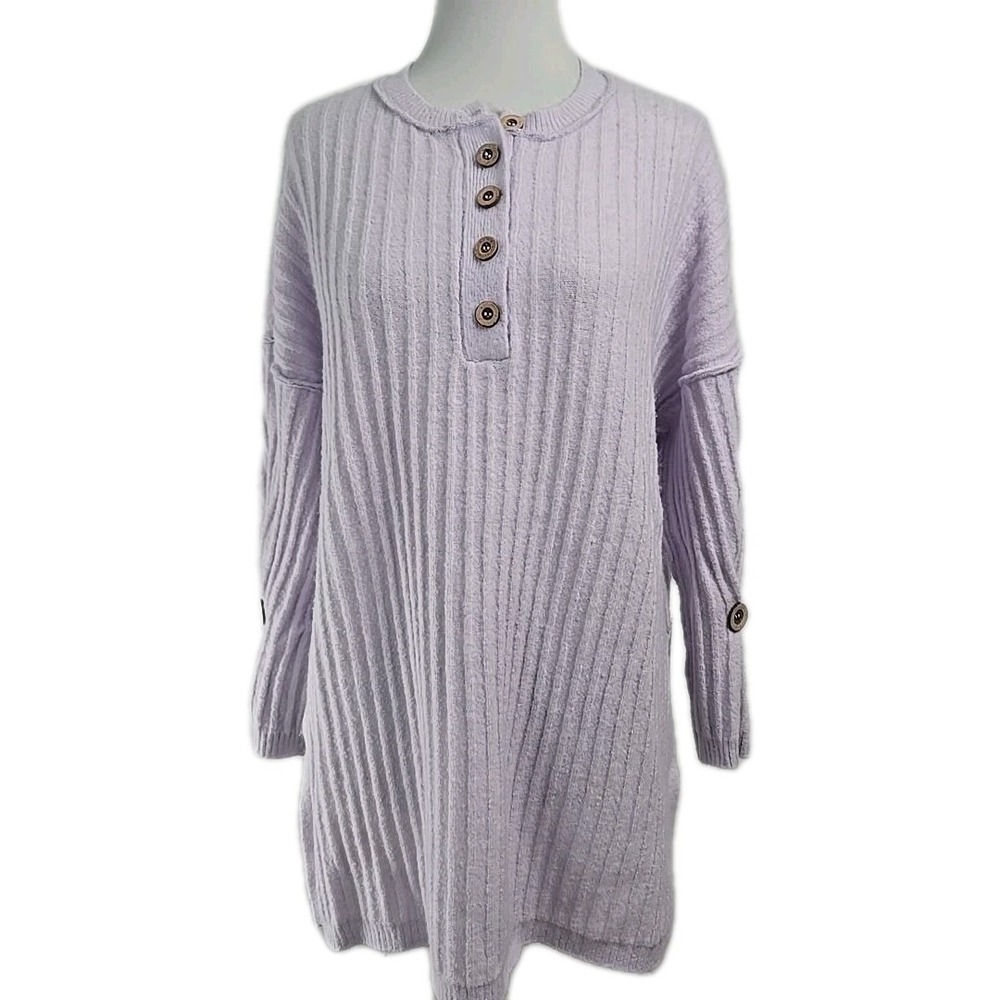 Intimately By Free People Lilac Ribbed Knit Sweater Top M/L  [No Size Tag]
